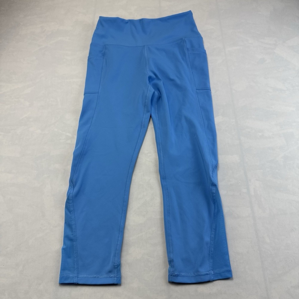X By Gottex Blue Cropped Leggings Womens Small High Rise Pocket Activewear